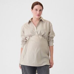 GAP Maternity Popover Shirt - Chino Beige